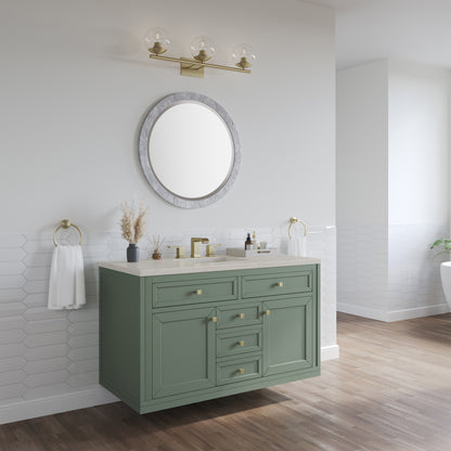 James Martin Vanities Chicago 48" Smokey Celadon Single Vanity With 3 CM Siberian Silestone Top