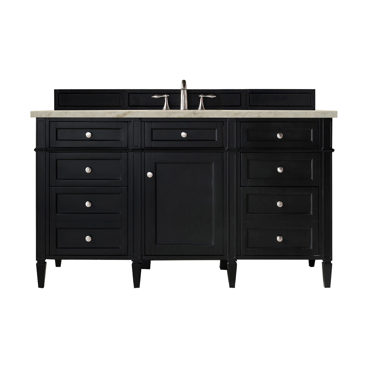 James Martin Vanities Brittany 60" Black Onyx Single Vanity With 3 CM Tajnar Eclos Top