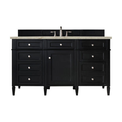 James Martin Vanities Brittany 60" Black Onyx Single Vanity With 3 CM Tajnar Eclos Top
