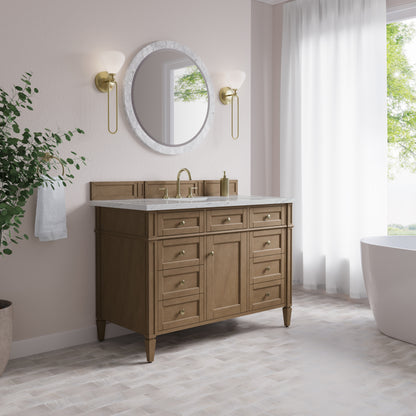 James Martin Vanities Brittany 48" Pecan Single Vanity With 3 CM Ethereal Noctis Silestone Top