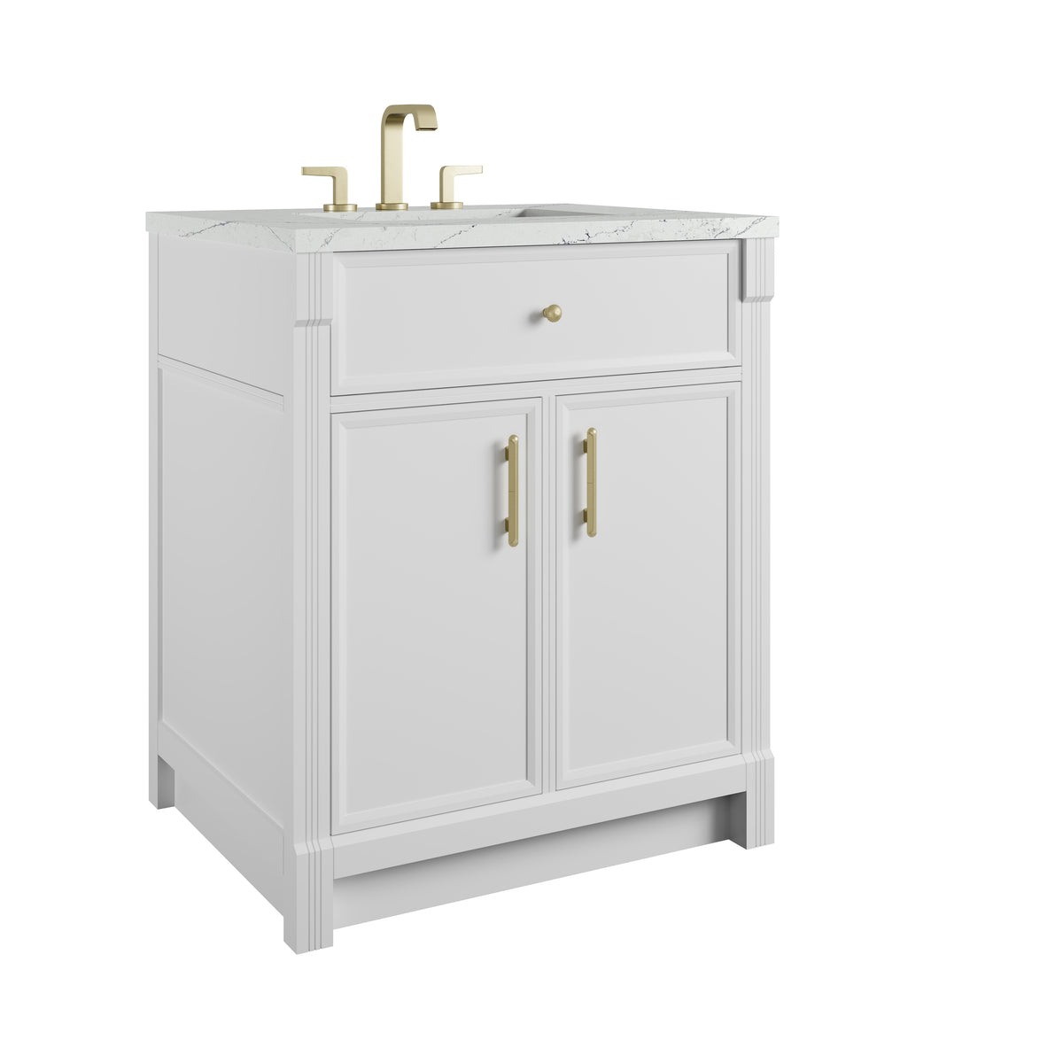 James Martin Vanities Bellshire 30" Bright White Single Vanity With 3 CM Ethereal Noctis Silestone Top
