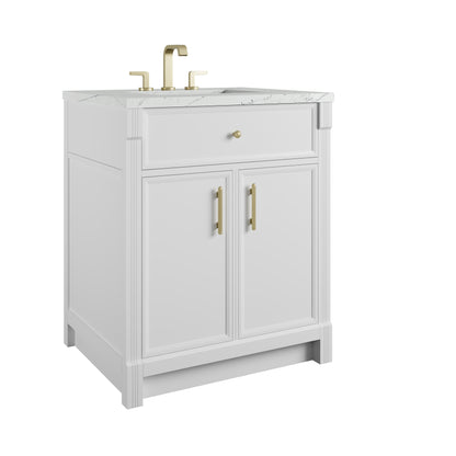 James Martin Vanities Bellshire 30" Bright White Single Vanity With 3 CM Ethereal Noctis Silestone Top