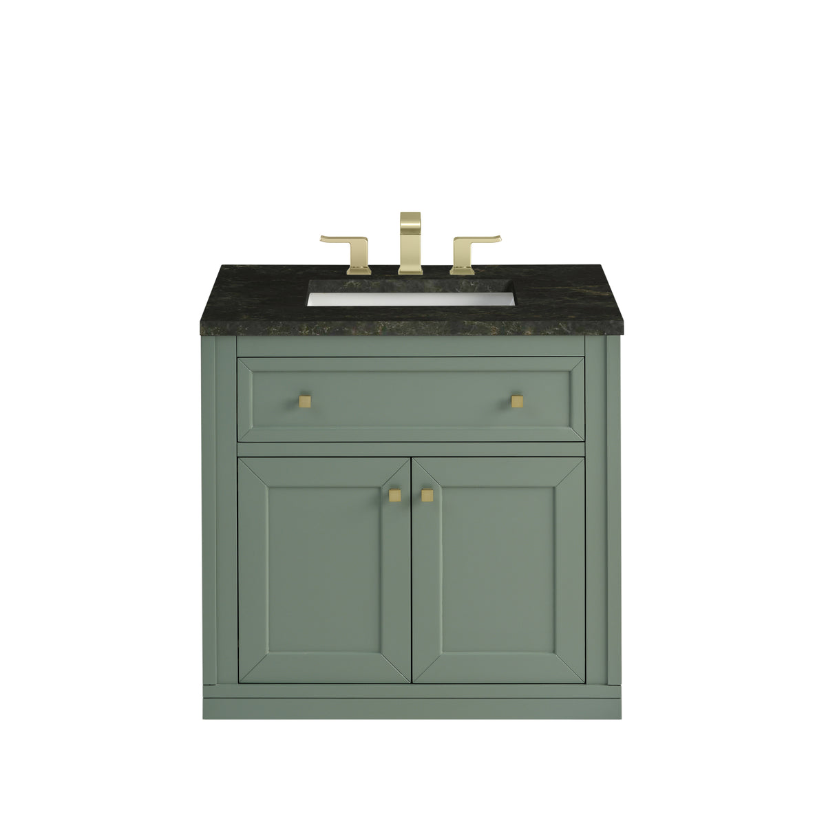 James Martin Vanities Chicago 30" Smokey Celadon Single Vanity With 3 CM Phantome Eclos Top