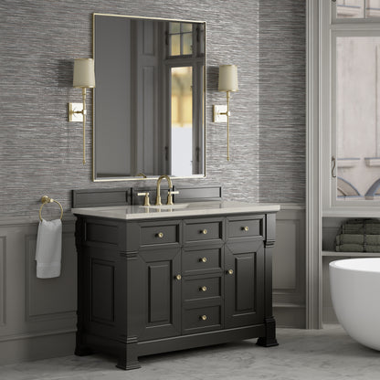 James Martin Vanities Brookfield 48" Black Onyx Single Vanity With 3 CM Siberian Silestone Top