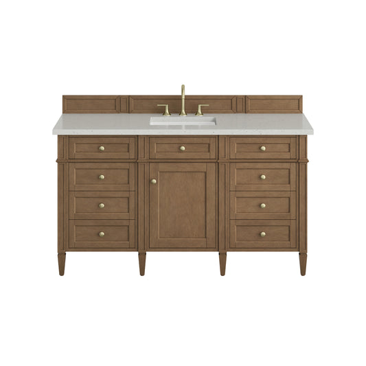James Martin Vanities Brittany 60" Pecan Single Vanity With 3 CM Lime Delight Silestone Top
