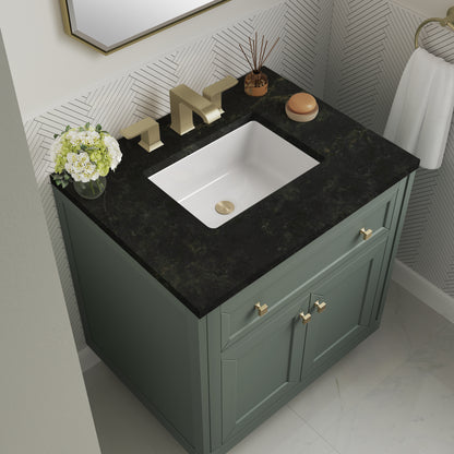 James Martin Vanities Chicago 30" Smokey Celadon Single Vanity With 3 CM Phantome Eclos Top