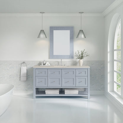 James Martin Vanities Breckenridge 60" Serenity Blue Single Vanity With 3cm Siberian Silestone Top