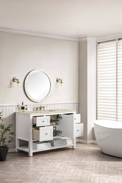 James Martin Vanities Breckenridge 48" Bright White Single Vanity With 3cm Tajnar Eclos Top