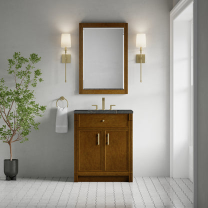 James Martin Vanities Bellshire 30" Honey Oak Single Vanity With 3 CM Parisien Bleu Silestone Top