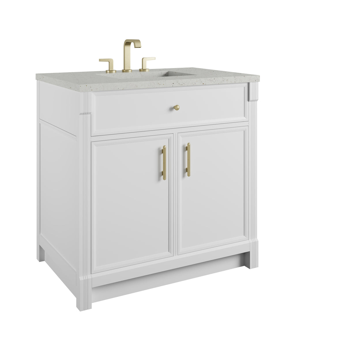 James Martin Vanities Bellshire 36" Bright White Single Vanity With 3 CM Lime Delight Silestone Top
