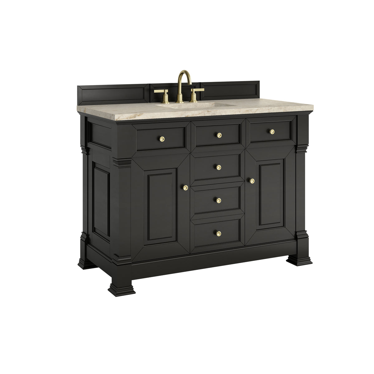 James Martin Vanities Brookfield 48" Black Onyx Single Vanity With 3 CM Tajnar Eclos Top