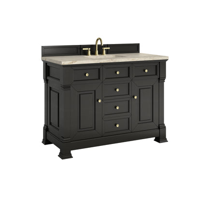 James Martin Vanities Brookfield 48" Black Onyx Single Vanity With 3 CM Tajnar Eclos Top