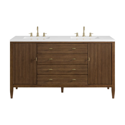 James Martin Vanities Myrrin 60" Mid-Century Walnut Double Vanity Mid