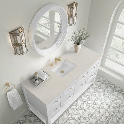 James Martin Vanities Breckenridge 60" Bright White Single Vanity With 3cm Siberian Silestone Top