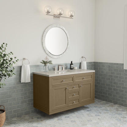 James Martin Vanities Chicago 48" Walnut Whisper Single Vanity With 3 CM Siberian Silestone Top