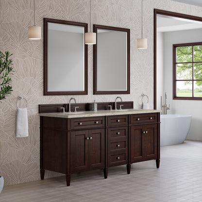 James Martin Vanities Brittany 72" Burnished Mahogany Double Vanity With 3 CM Tajnar Eclos Top