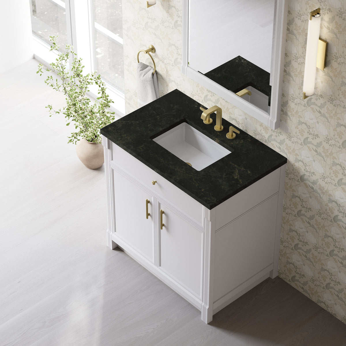 James Martin Vanities Bellshire 36" Bright White Single Vanity With 3 CM Phantome Eclos Top