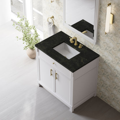 James Martin Vanities Bellshire 36" Bright White Single Vanity With 3 CM Phantome Eclos Top