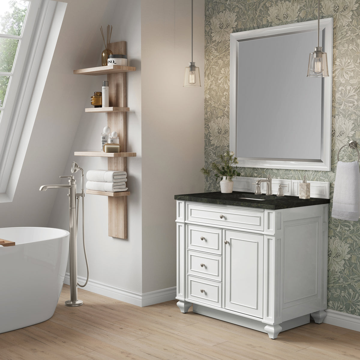 James Martin Vanities Bristol 36" Bright White Single Vanity With 3 CM Phantome Eclos Top
