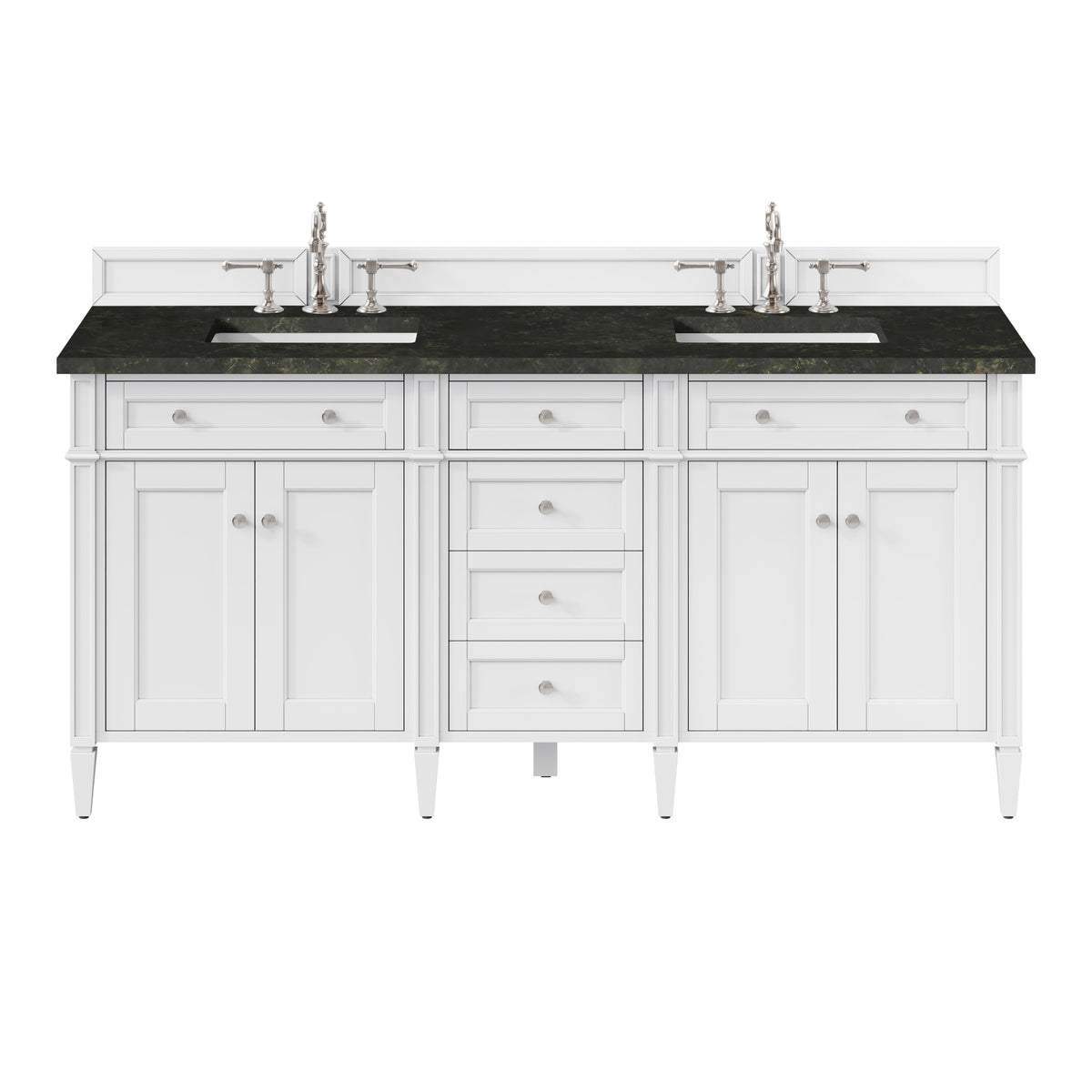 James Martin Vanities Brittany 72" Bright White Double Vanity With 3 CM Phantome Eclos Top