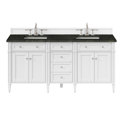 James Martin Vanities Brittany 72" Bright White Double Vanity With 3 CM Phantome Eclos Top