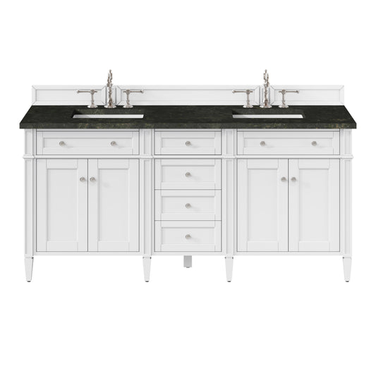 James Martin Vanities Brittany 72" Bright White Double Vanity With 3 CM Phantome Eclos Top