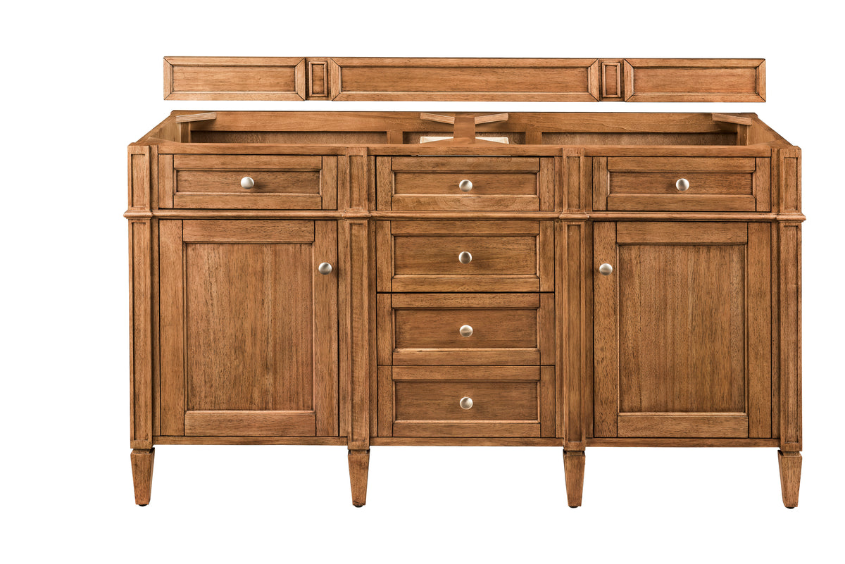 James Martin Vanities Brittany 60" Saddle Brown Double Vanity With 3 CM Phantome Eclos Top