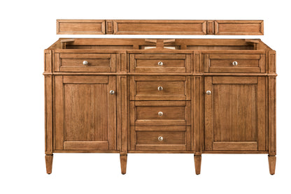 James Martin Vanities Brittany 60" Saddle Brown Double Vanity With 3 CM Phantome Eclos Top