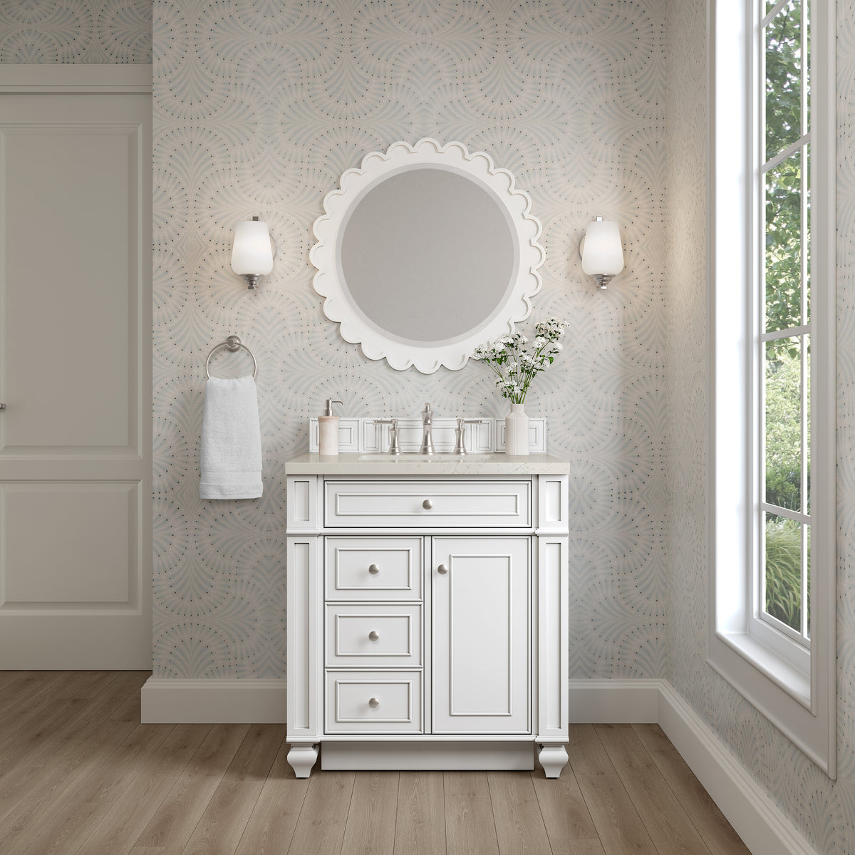 James Martin Vanities Bristol 30" Bright White Single Vanity With 3 CM Siberian Silestone Top