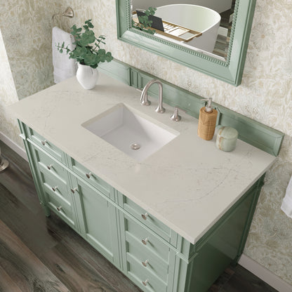 James Martin Vanities Brittany 48" Sage Green Single Vanity With 3 CM Siberian Silestone Top