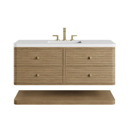James Martin Vanities Allamari 48" Dune Mist Single Vanity With 3 CM White Zeus Silestone Top