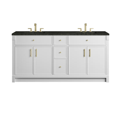 James Martin Vanities Bellshire 72" Bright White Double Vanity With 3 CM Phantome Eclos Top