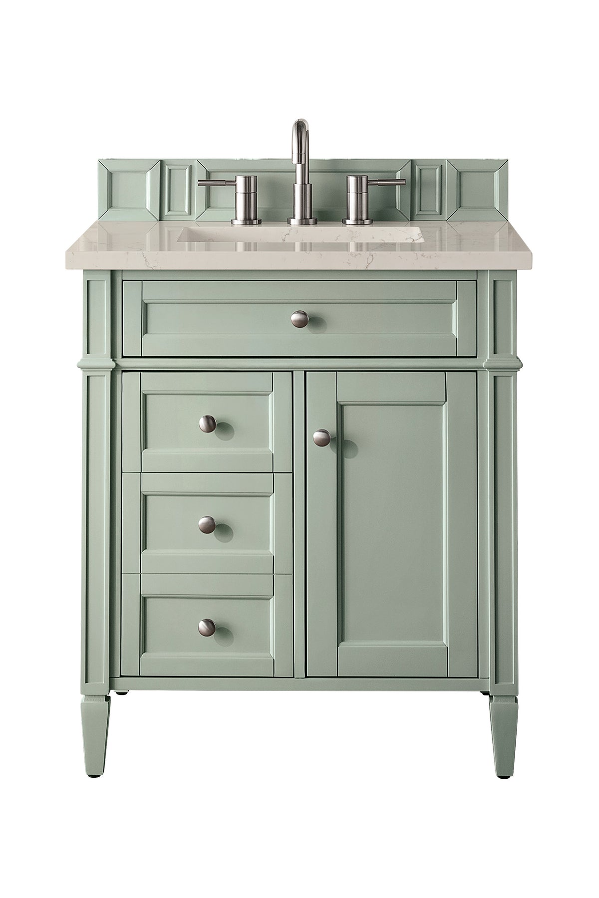 James Martin Vanities Brittany 30" Sage Green Single Vanity With 3 CM Siberian Silestone Top