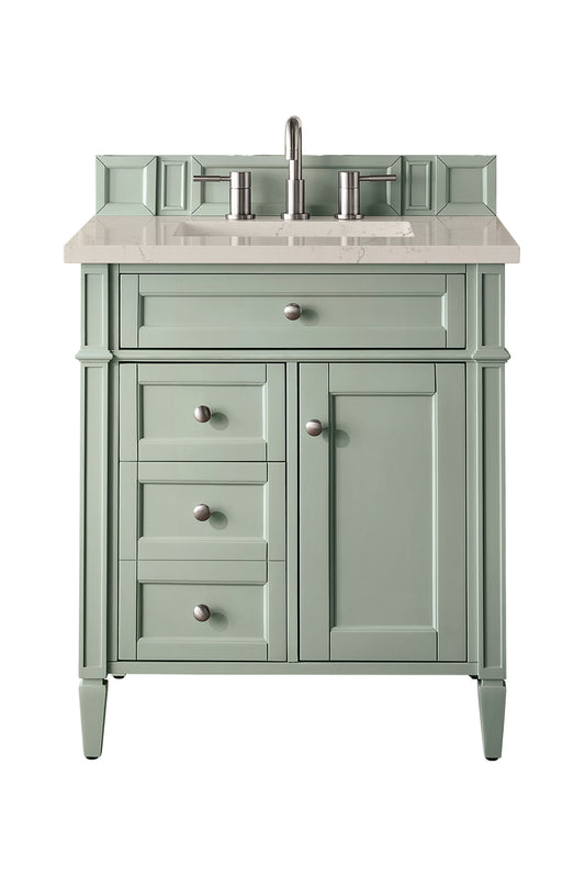 James Martin Vanities Brittany 30" Sage Green Single Vanity With 3 CM Siberian Silestone Top