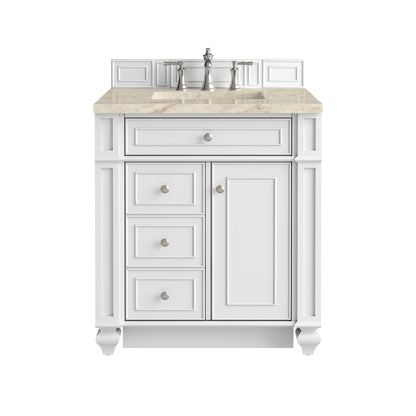 James Martin Vanities Bristol 30" Bright White Single Vanity With 3 CM Tajnar Eclos Top