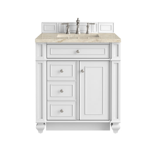 James Martin Vanities Bristol 30" Bright White Single Vanity With 3 CM Tajnar Eclos Top