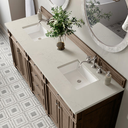 James Martin Vanities Bristol 72" Whitewashed Walnut Double Vanity With 3 CM Siberian Silestone Top