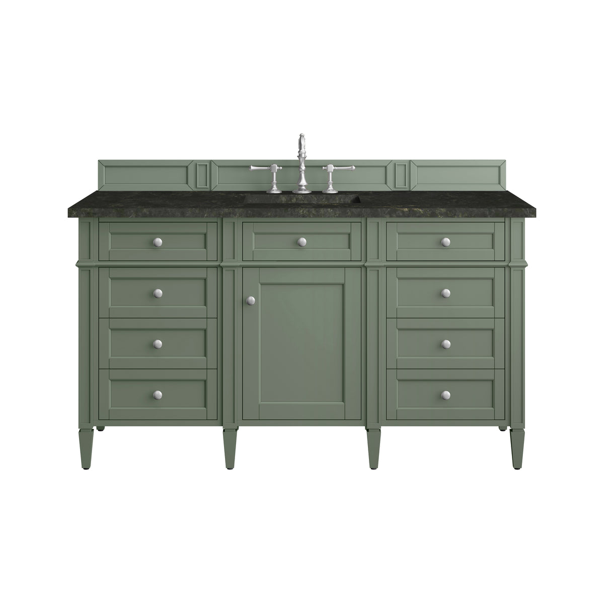 James Martin Vanities Brittany 60" Smokey Celadon Single Vanity With 3 CM Phantome Eclos Top