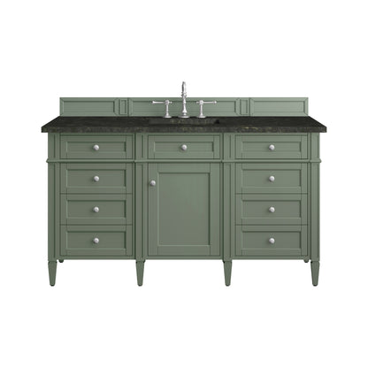 James Martin Vanities Brittany 60" Smokey Celadon Single Vanity With 3 CM Phantome Eclos Top