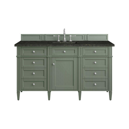 James Martin Vanities Brittany 60" Smokey Celadon Single Vanity With 3 CM Phantome Eclos Top