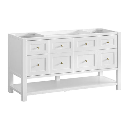 James Martin Vanities Breckenridge 60" Bright White Single Vanity With 3cm Siberian Silestone Top