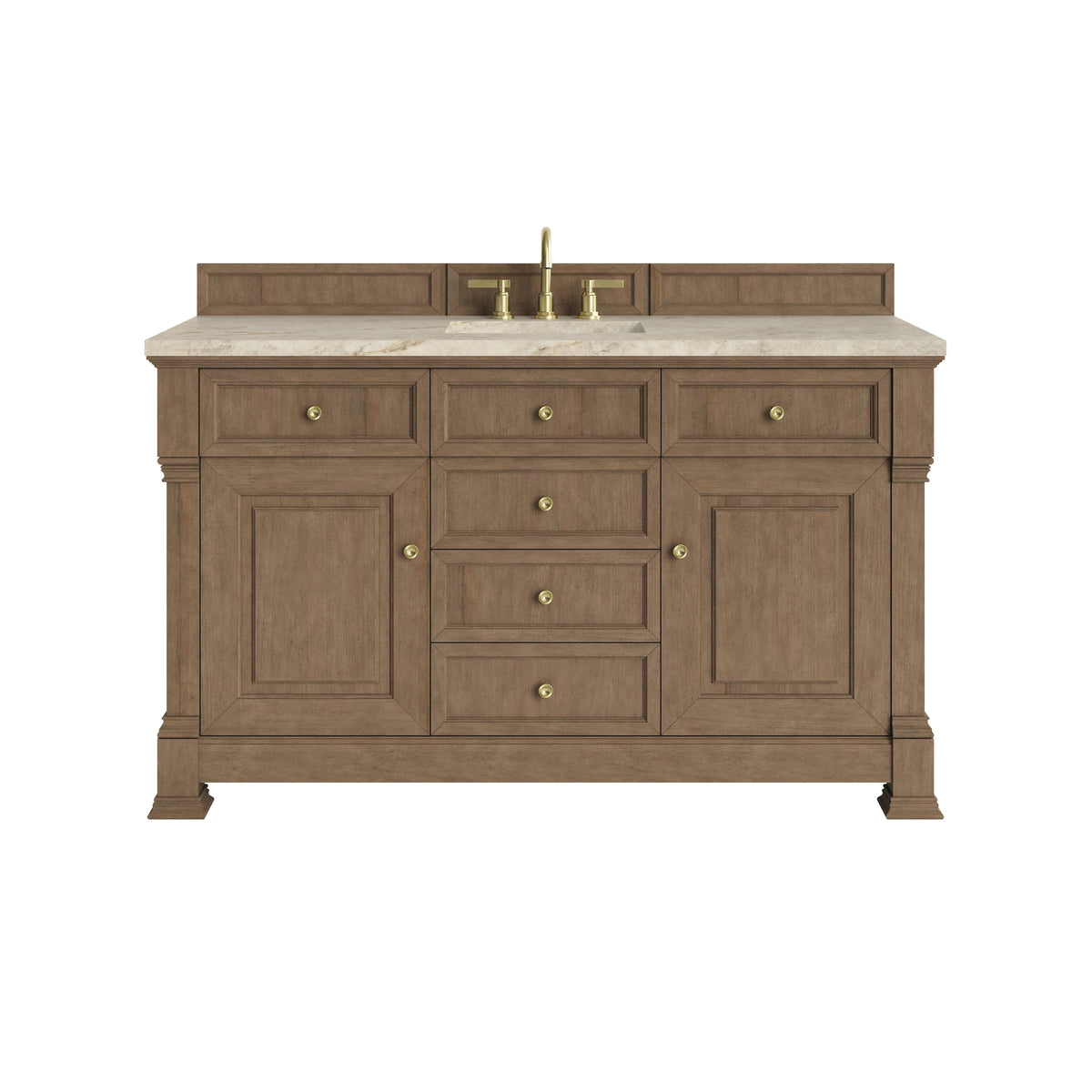 James Martin Vanities Brookfield 60" Pecan Single Vanity With 3 CM Tajnar Eclos Top