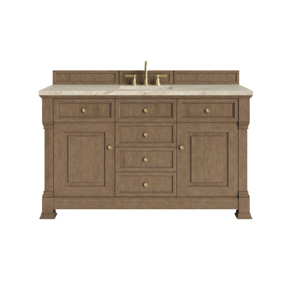 James Martin Vanities Brookfield 60" Pecan Single Vanity With 3 CM Tajnar Eclos Top