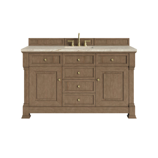 James Martin Vanities Brookfield 60" Pecan Single Vanity With 3 CM Tajnar Eclos Top