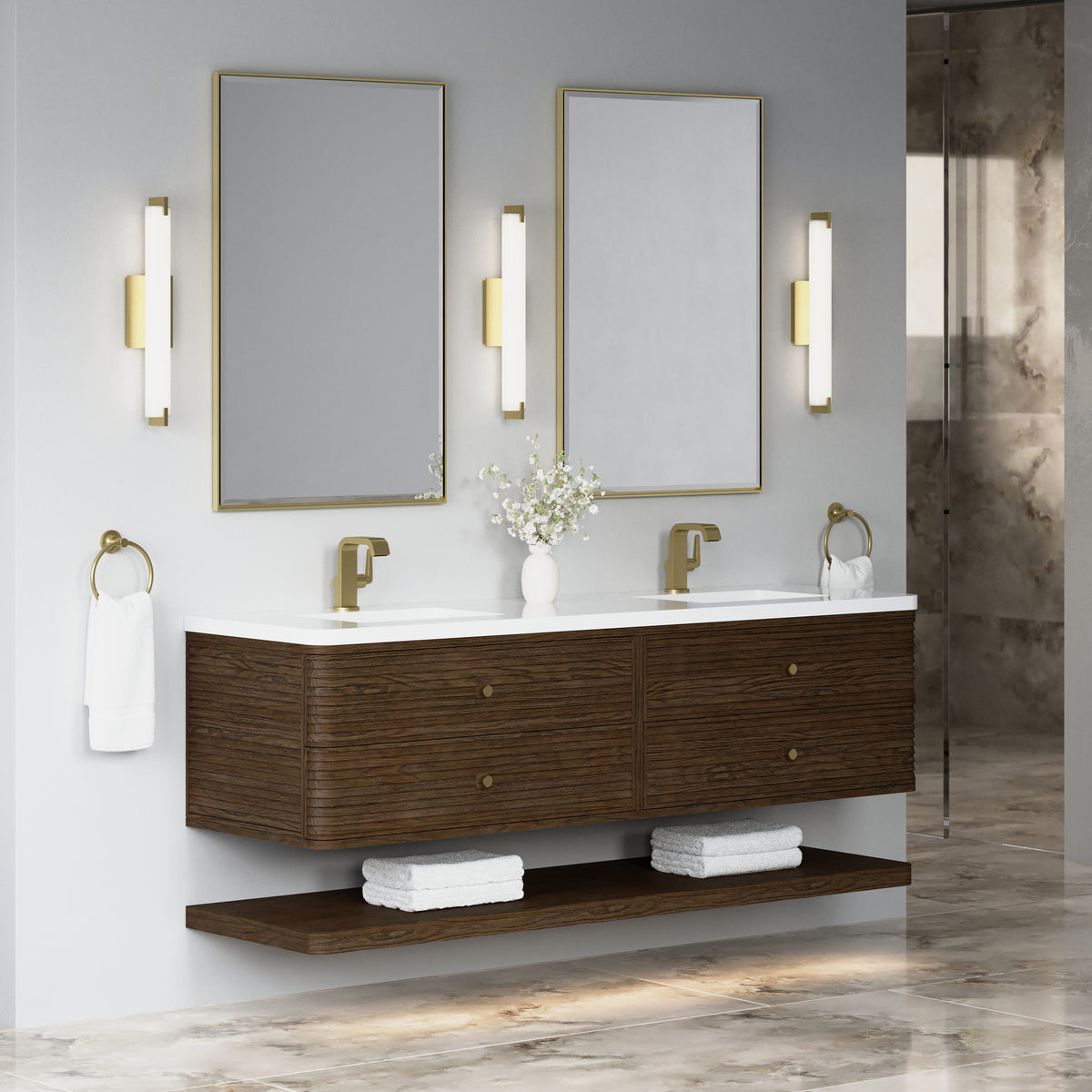 James Martin Vanities Allamari 72" Sable Double Vanity With Single Hole 3 CM White Zeus Silestone Top