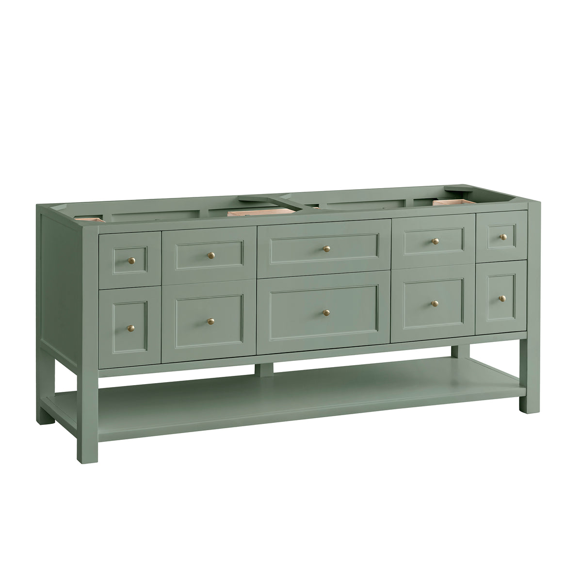 James Martin Vanities Breckenridge 72" Smokey Celadon Double Vanity With 3cm Siberian Silestone Top and FreePower Wireless Charger