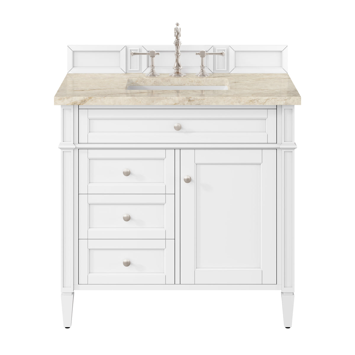 James Martin Vanities Brittany 36" Bright White Single Vanity With 3 CM Tajnar Eclos Top