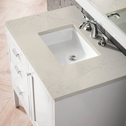 James Martin Vanities Addison 36" Glossy White Single Vanity With 3 CM Siberian Silestone Top