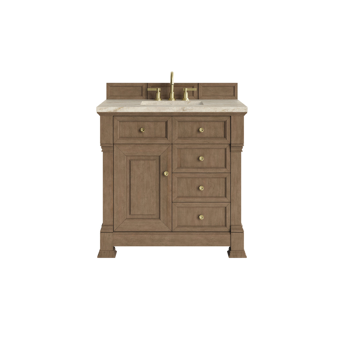 James Martin Vanities Brookfield 36" Pecan Single Vanity With 3 CM Tajnar Eclos Top