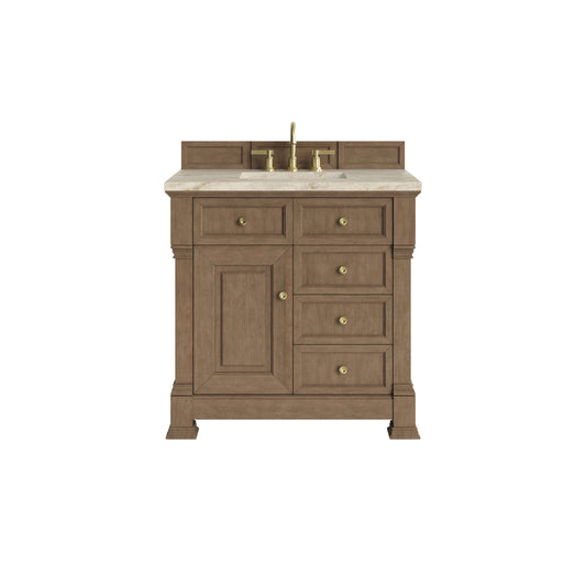 James Martin Vanities Brookfield 36" Pecan Single Vanity With 3 CM Tajnar Eclos Top